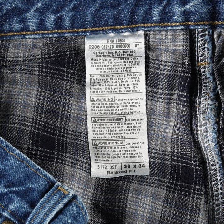2000'S Carhartt Relaxed Fit Double Face Tapered Denim Pants, Men's W37 (approx.) cotton blue type Vintage Second Hand