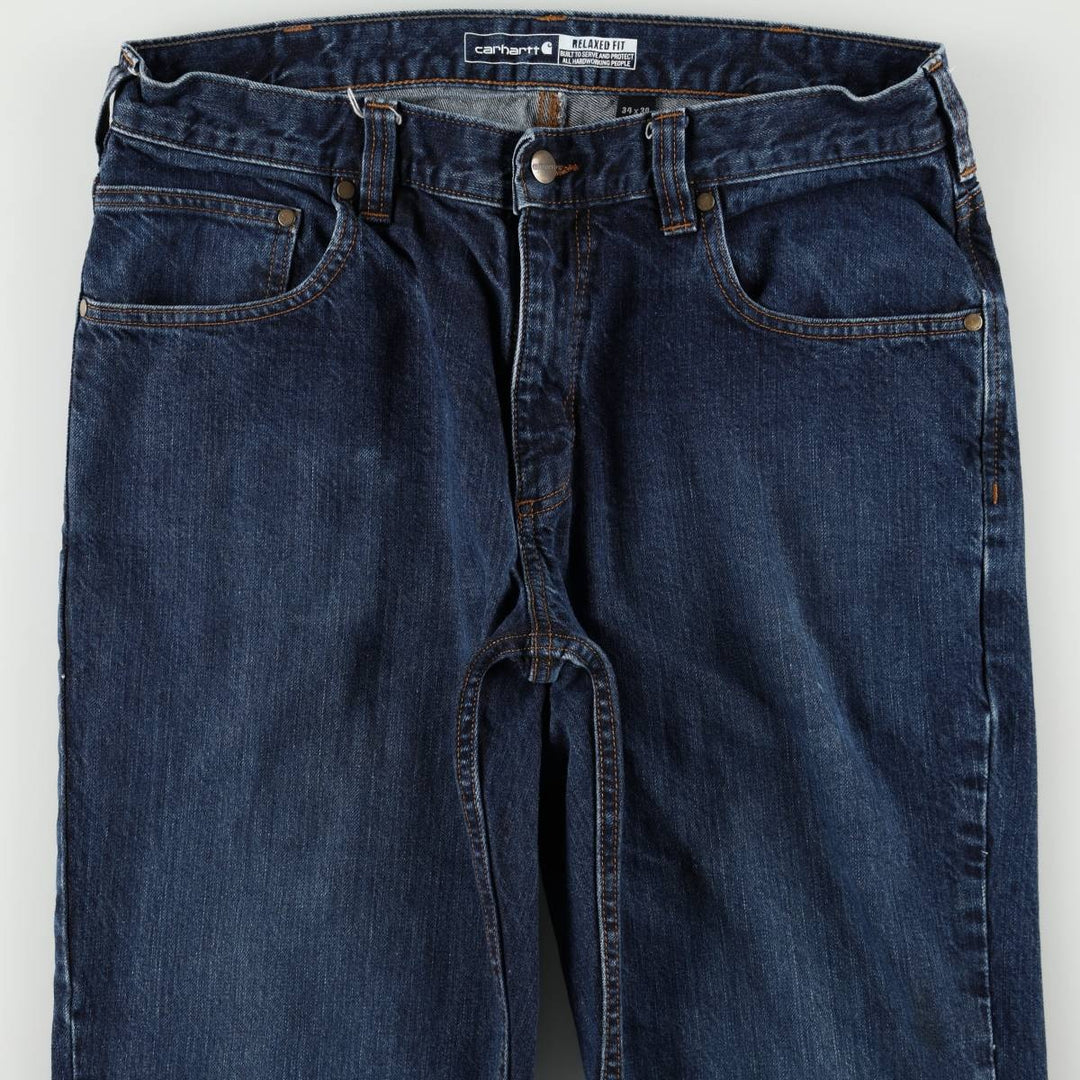 Carhartt Relaxed Fit Tapered Denim Pants for Men, W34 equivalent cotton blue type Vintage Second Hand