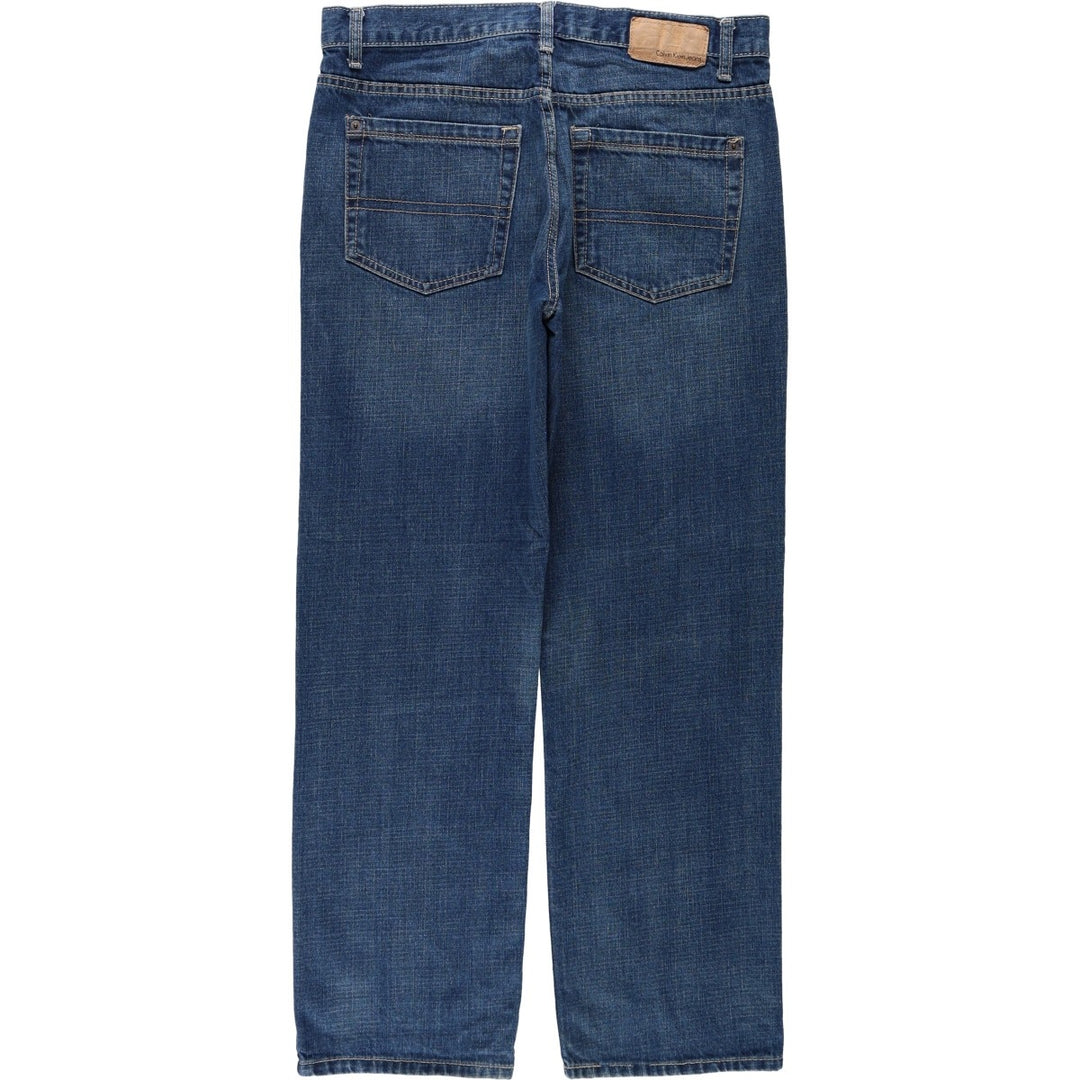 Calvin Klein Relaxed Straight Easy Fit Straight Denim Pants (Men's W35 equivalent) cotton blue type Vintage Second Hand