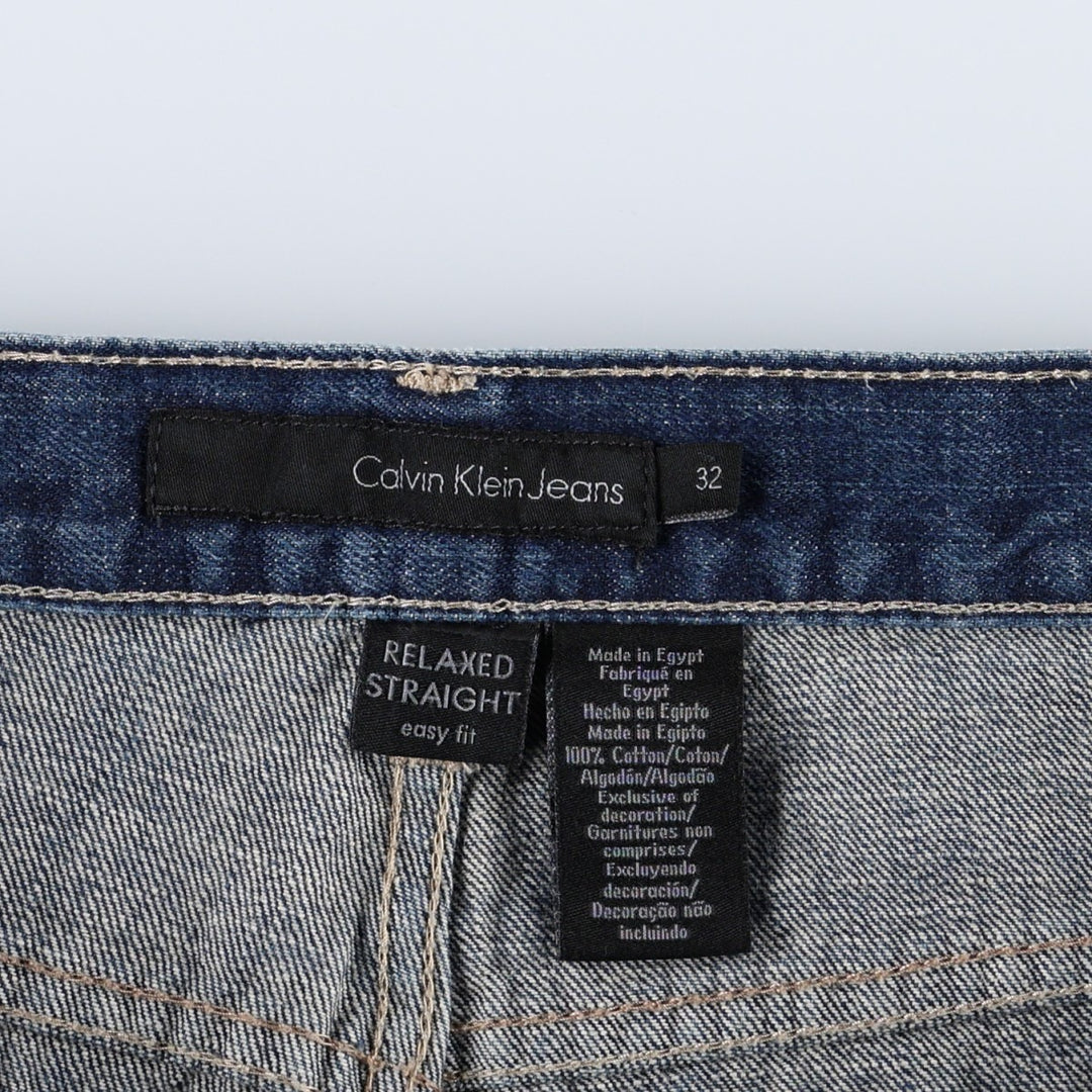 Calvin Klein Relaxed Straight Easy Fit Straight Denim Pants (Men's W35 equivalent) cotton blue type Vintage Second Hand