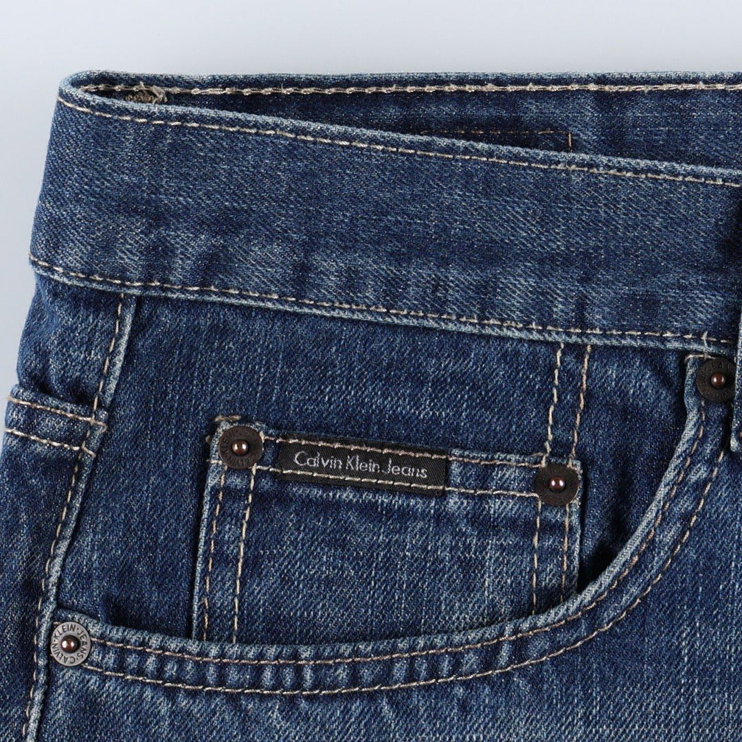 Calvin Klein Relaxed Straight Easy Fit Straight Denim Pants (Men's W35 equivalent) cotton blue type Vintage Second Hand