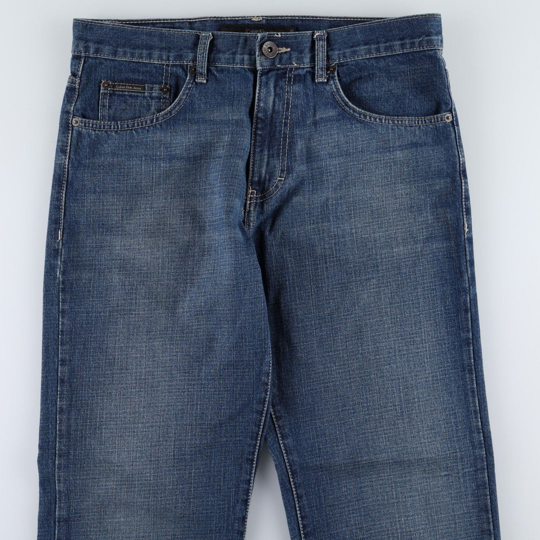 Calvin Klein Relaxed Straight Easy Fit Straight Denim Pants (Men's W35 equivalent) cotton blue type Vintage Second Hand