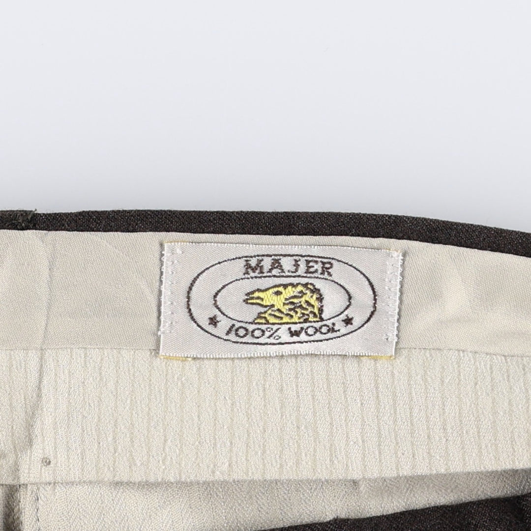 ~90'S Kabat Two-Pleat Wool Trousers, Men's W33 (approx.), Vintage wool dark chocolate Vintage Second Hand