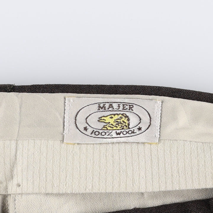 ~90'S Kabat Two-Pleat Wool Trousers, Men's W33 (approx.), Vintage wool dark chocolate Vintage Second Hand