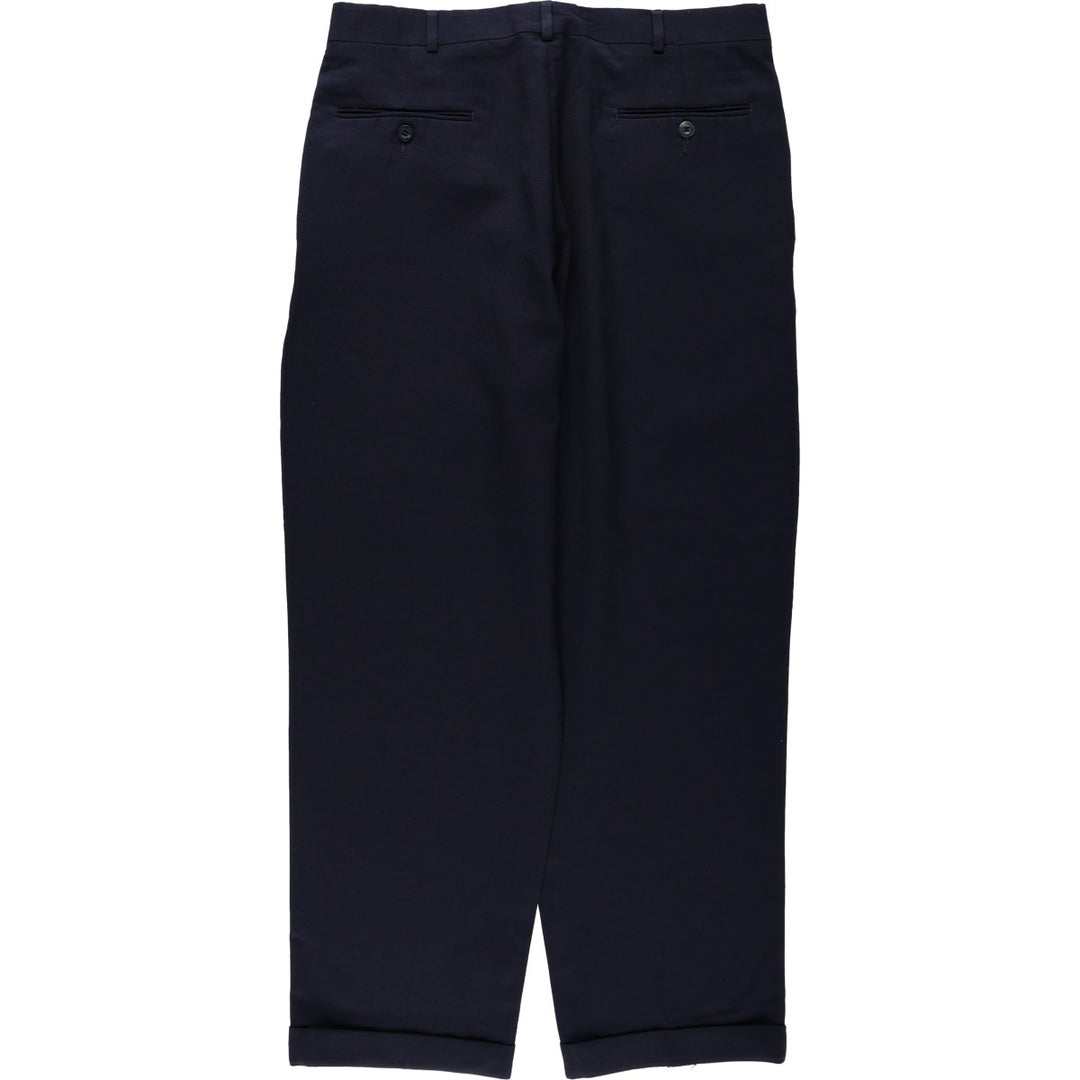Slates ORIGINAL FIT Two-Pleat Wool Trousers, Men's W34 (approx.), Vintage Style polyester navy blue type Vintage Second Hand