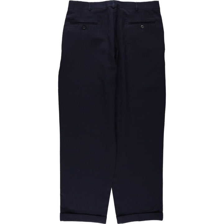 Slates ORIGINAL FIT Two-Pleat Wool Trousers, Men's W34 (approx.), Vintage Style polyester navy blue type Vintage Second Hand