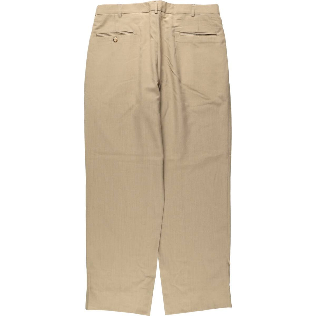 ~90'S MEETING STREET Two-Pleat Slacks Pants, Made in USA, Men's W35 (approx.), Vintage unclear beige type brown Vintage Second Hand