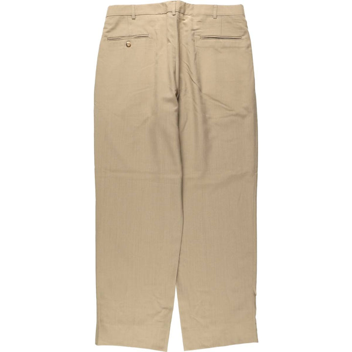 ~90'S MEETING STREET Two-Pleat Slacks Pants, Made in USA, Men's W35 (approx.), Vintage unclear beige type brown Vintage Second Hand
