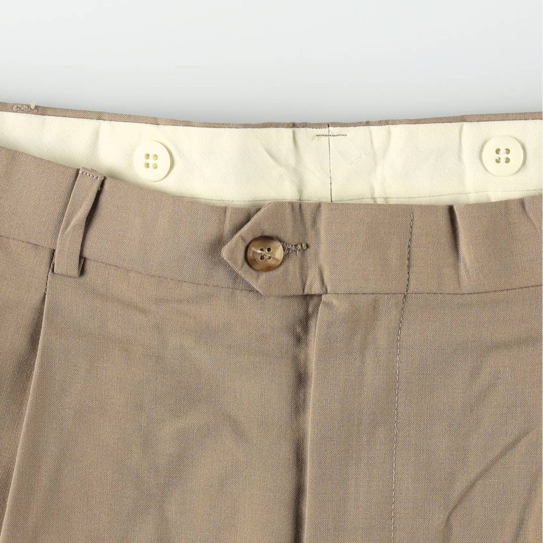 ~90'S MEETING STREET Two-Pleat Slacks Pants, Made in USA, Men's W35 (approx.), Vintage unclear beige type brown Vintage Second Hand