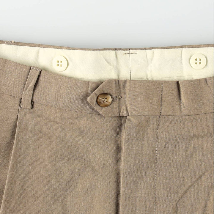 ~90'S MEETING STREET Two-Pleat Slacks Pants, Made in USA, Men's W35 (approx.), Vintage unclear beige type brown Vintage Second Hand