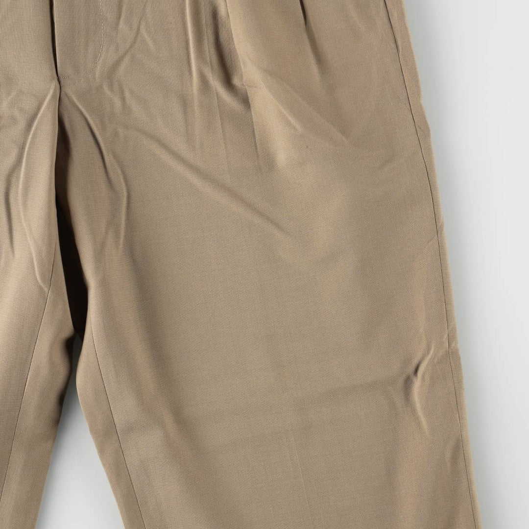 ~90'S MEETING STREET Two-Pleat Slacks Pants, Made in USA, Men's W35 (approx.), Vintage unclear beige type brown Vintage Second Hand