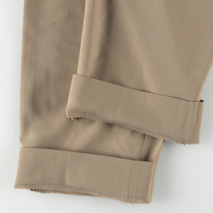 ~90'S MEETING STREET Two-Pleat Slacks Pants, Made in USA, Men's W35 (approx.), Vintage unclear beige type brown Vintage Second Hand