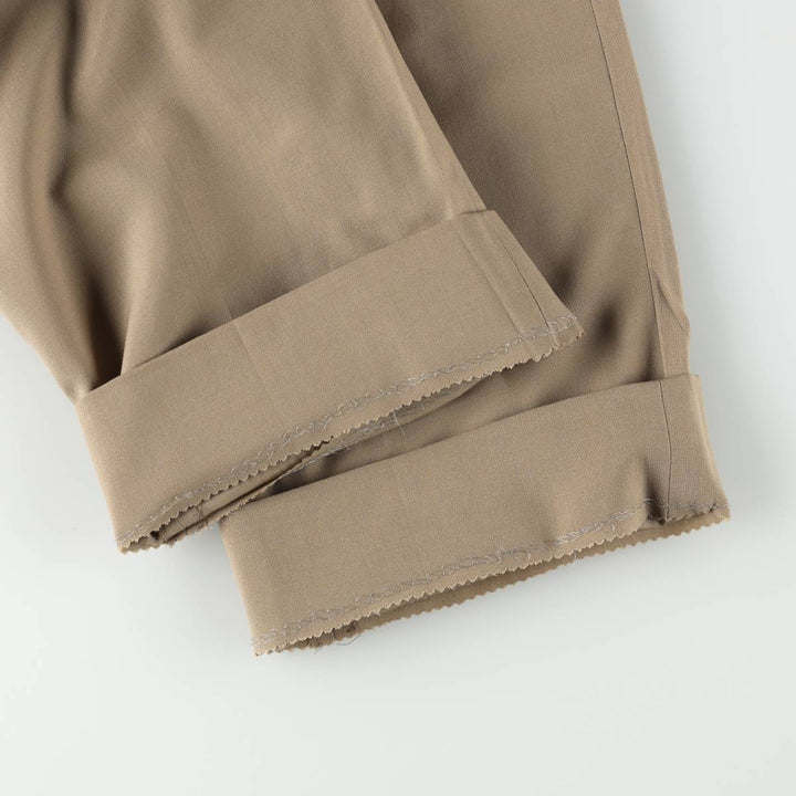 ~90'S MEETING STREET Two-Pleat Slacks Pants, Made in USA, Men's W35 (approx.), Vintage unclear beige type brown Vintage Second Hand