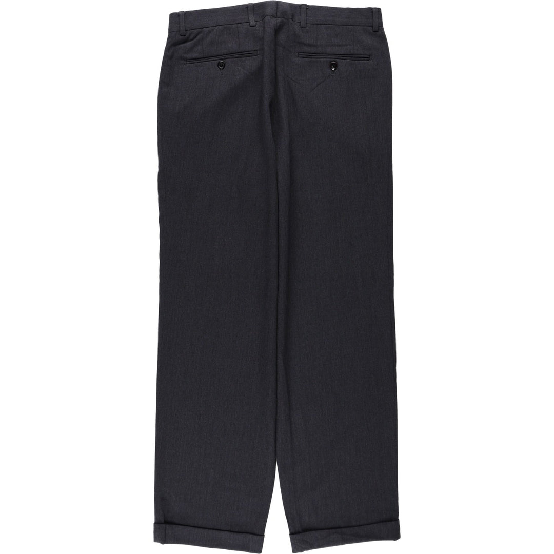 One-pleat slacks, made in the USA, men's size W32 (approx.), vintage. wool Charcoal Vintage Second Hand