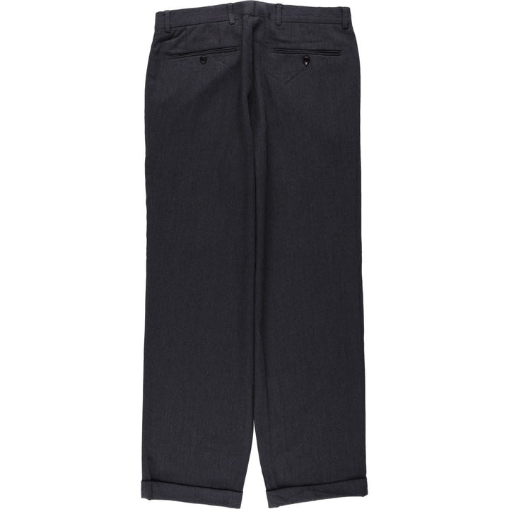 One-pleat slacks, made in the USA, men's size W32 (approx.), vintage. wool Charcoal Vintage Second Hand