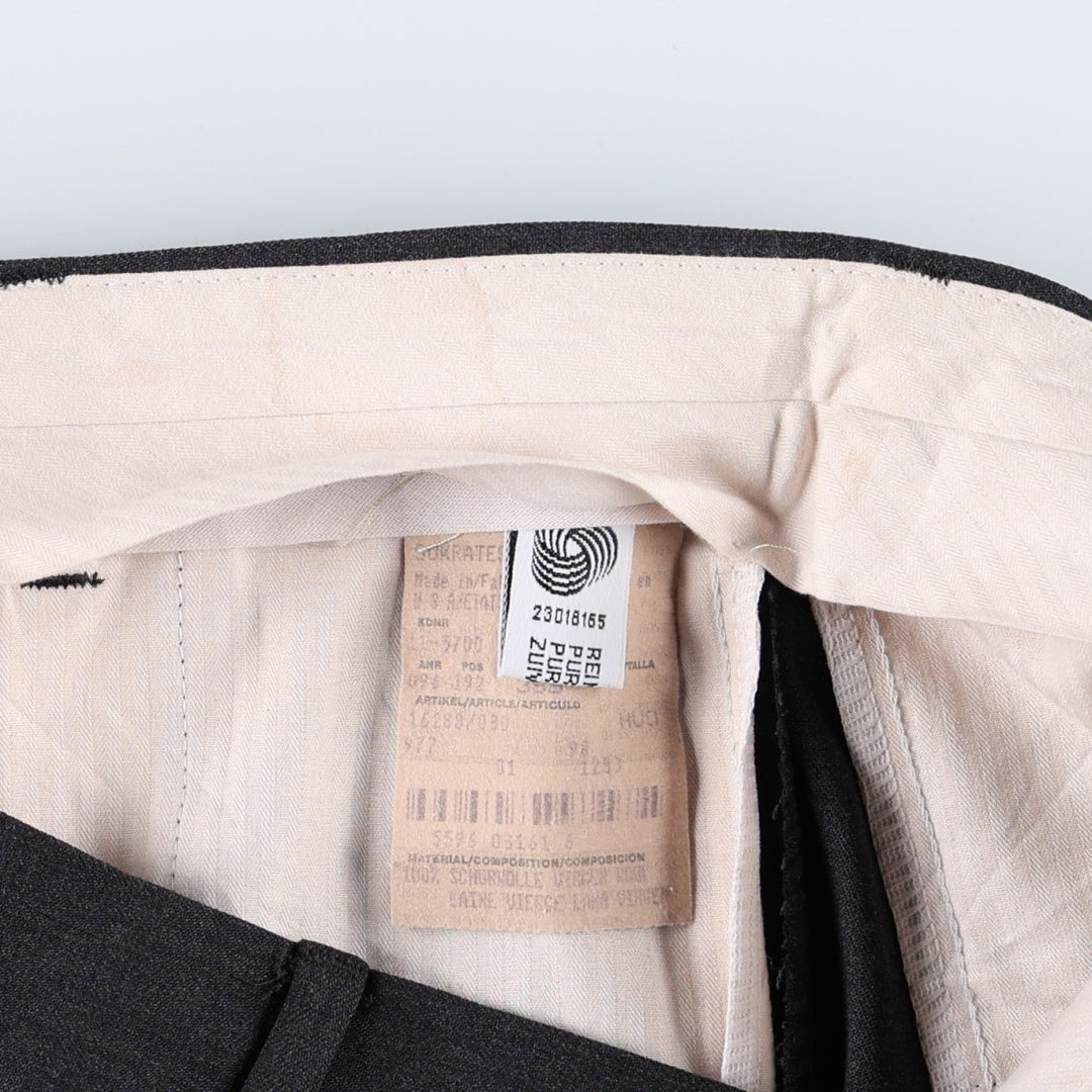 One-pleat slacks, made in the USA, men's size W32 (approx.), vintage. wool Charcoal Vintage Second Hand