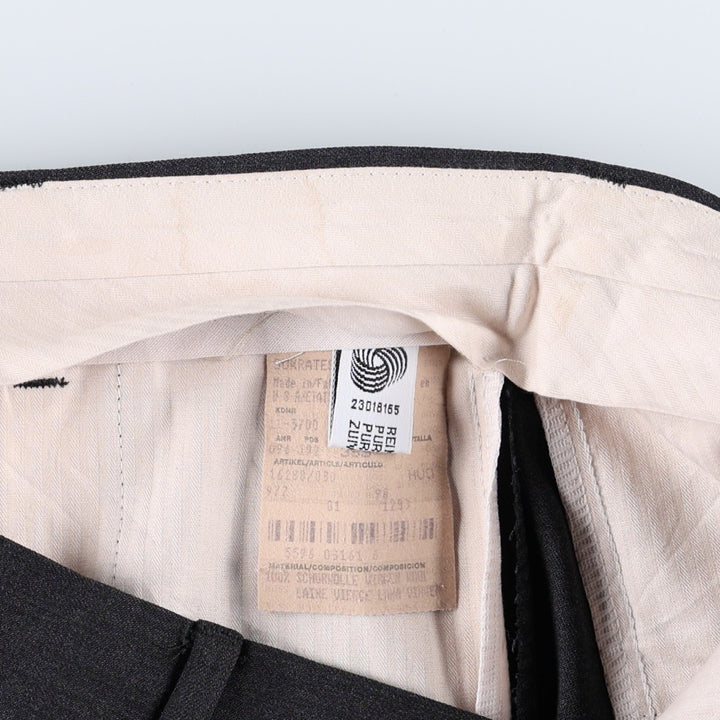 One-pleat slacks, made in the USA, men's size W32 (approx.), vintage. wool Charcoal Vintage Second Hand