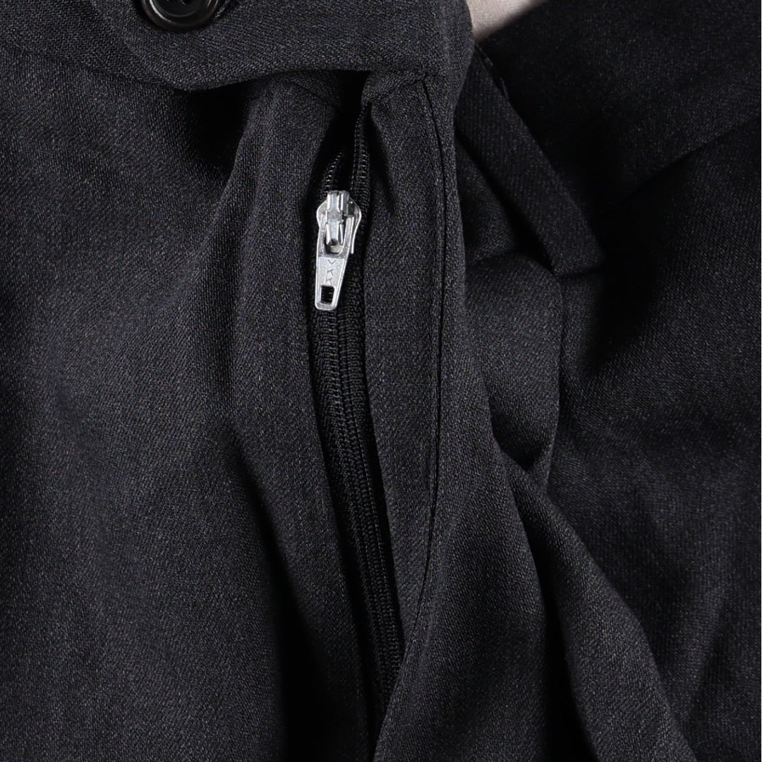 One-pleat slacks, made in the USA, men's size W32 (approx.), vintage. wool Charcoal Vintage Second Hand