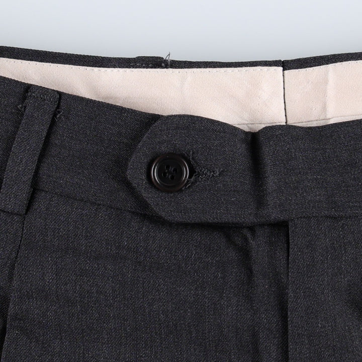 One-pleat slacks, made in the USA, men's size W32 (approx.), vintage. wool Charcoal Vintage Second Hand