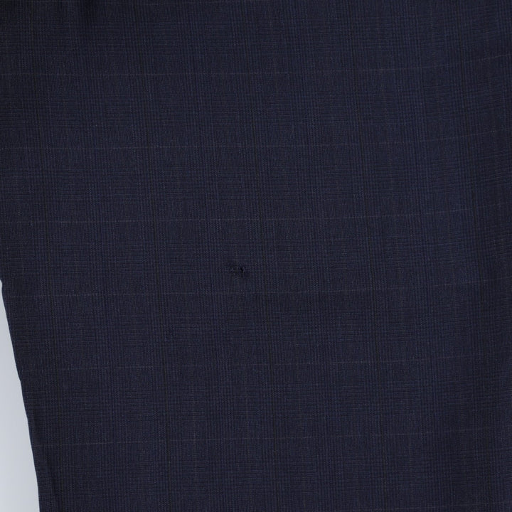 ~90'S Check Pattern Wool Pants Slacks Made in USA Men's W35 equivalent Vintage wool navy blue type Vintage Second Hand