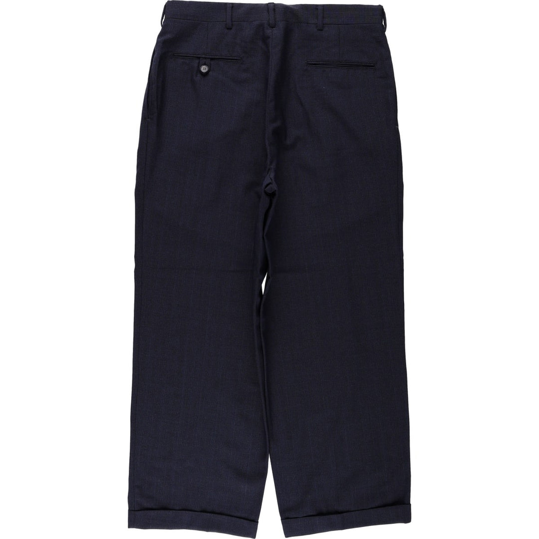 1990'S Britches of Georgetowne Check Pattern Two-Pleat Slacks Pants Men's W33 (approx.) Vintage unclear navy blue type Vintage Second Hand