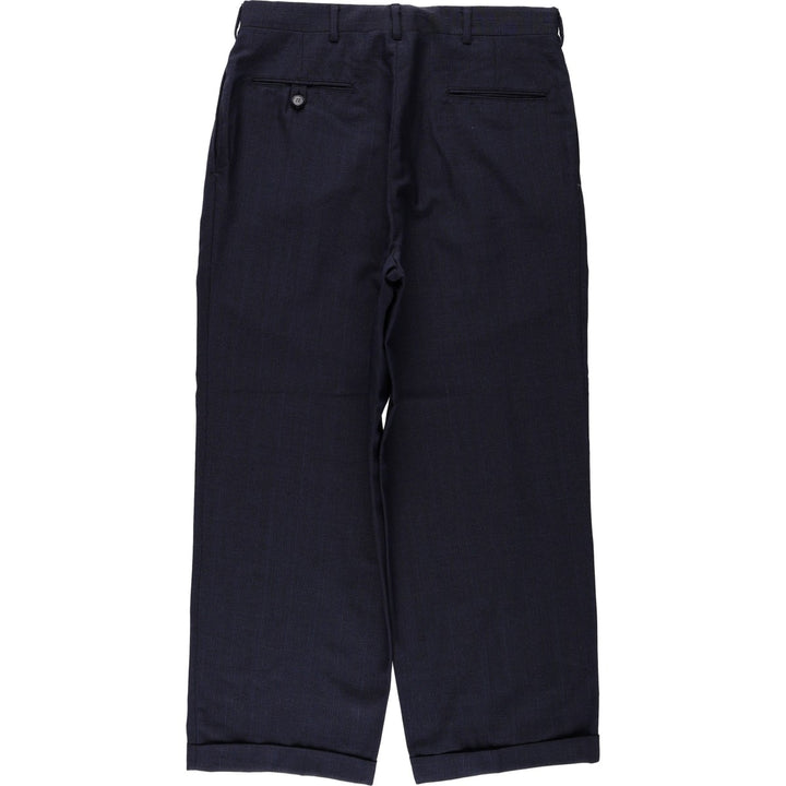 1990'S Britches of Georgetowne Check Pattern Two-Pleat Slacks Pants Men's W33 (approx.) Vintage unclear navy blue type Vintage Second Hand