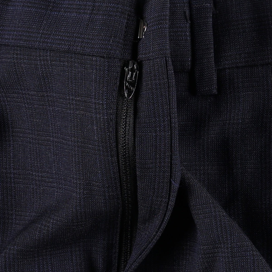 1990'S Britches of Georgetowne Check Pattern Two-Pleat Slacks Pants Men's W33 (approx.) Vintage unclear navy blue type Vintage Second Hand