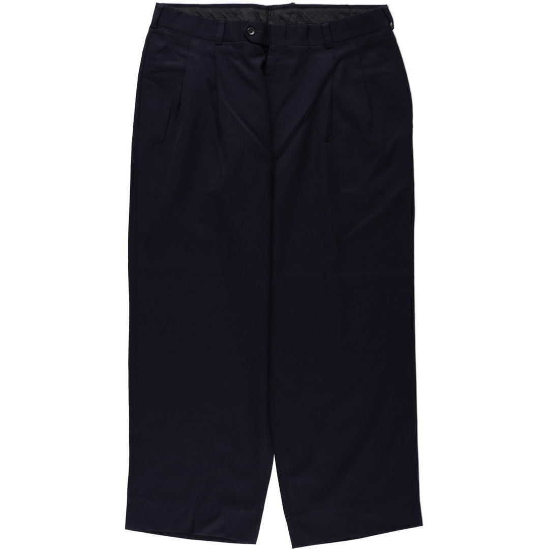 Vintage two-pleat slacks for men, W35 size unclear navy blue type Vintage Second Hand