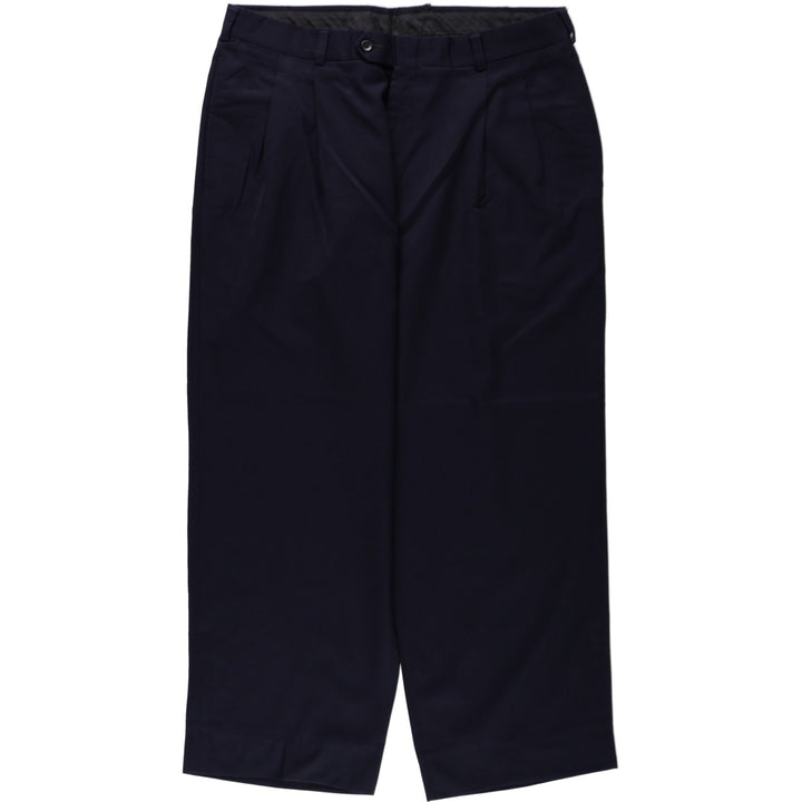 Vintage two-pleat slacks for men, W35 size unclear navy blue type Vintage Second Hand
