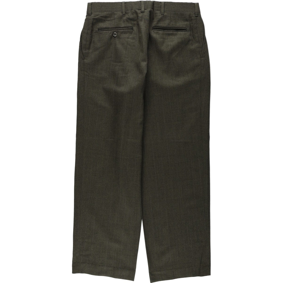 Stripe Pattern Two-pleat Slacks Pants Men's W34 Vintage unclear Khaki type Vintage Second Hand
