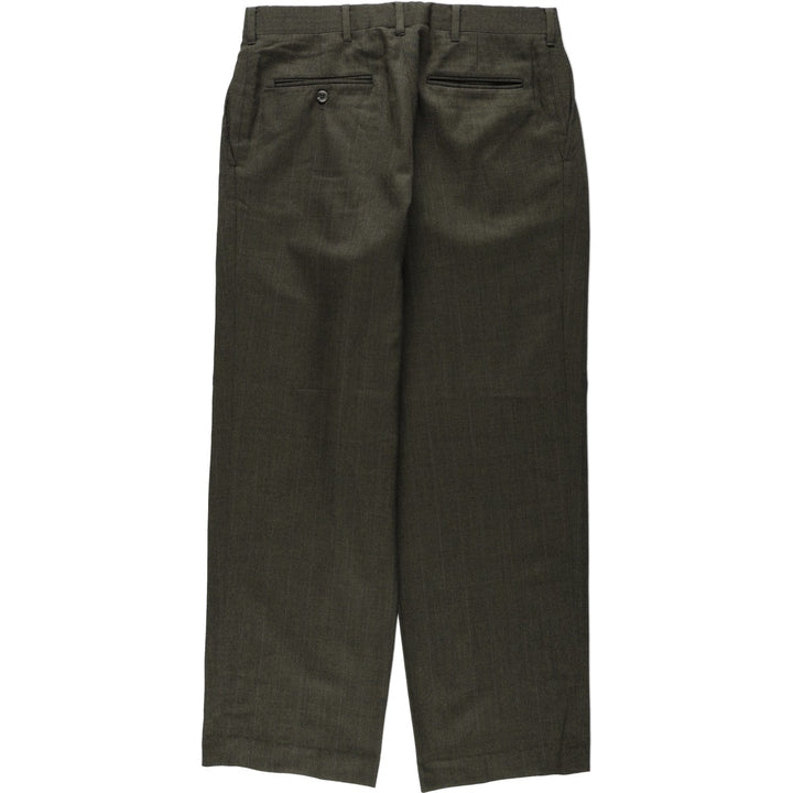 Stripe Pattern Two-pleat Slacks Pants Men's W34 Vintage unclear Khaki type Vintage Second Hand