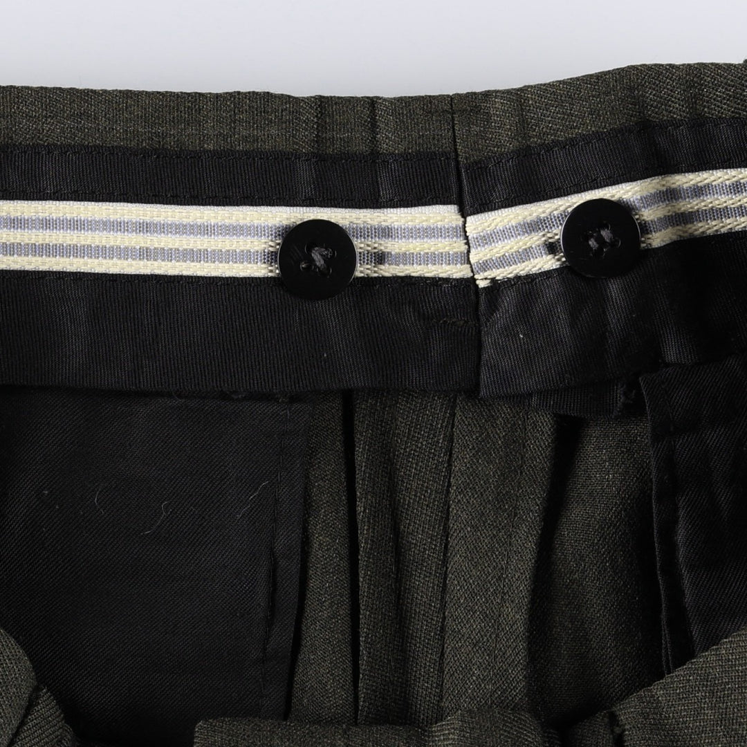 Stripe Pattern Two-pleat Slacks Pants Men's W34 Vintage unclear Khaki type Vintage Second Hand