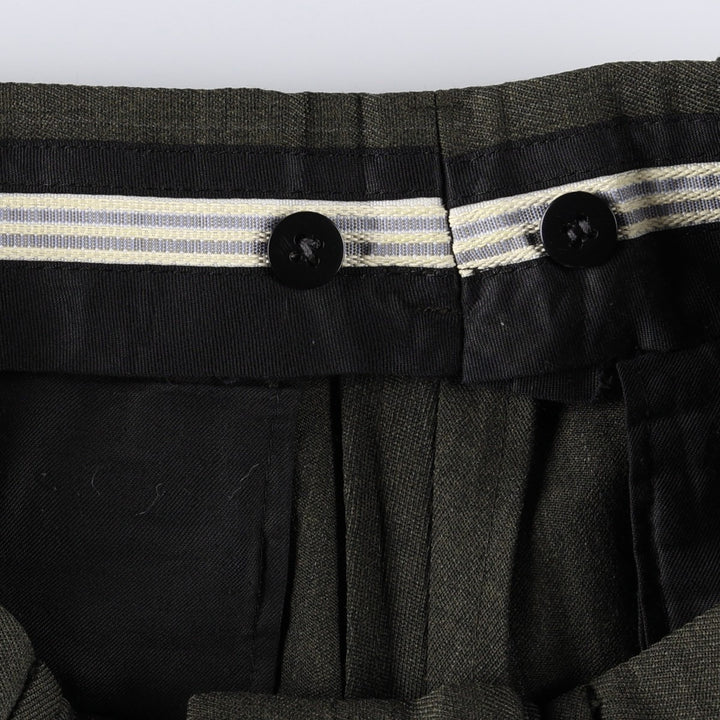 Stripe Pattern Two-pleat Slacks Pants Men's W34 Vintage unclear Khaki type Vintage Second Hand