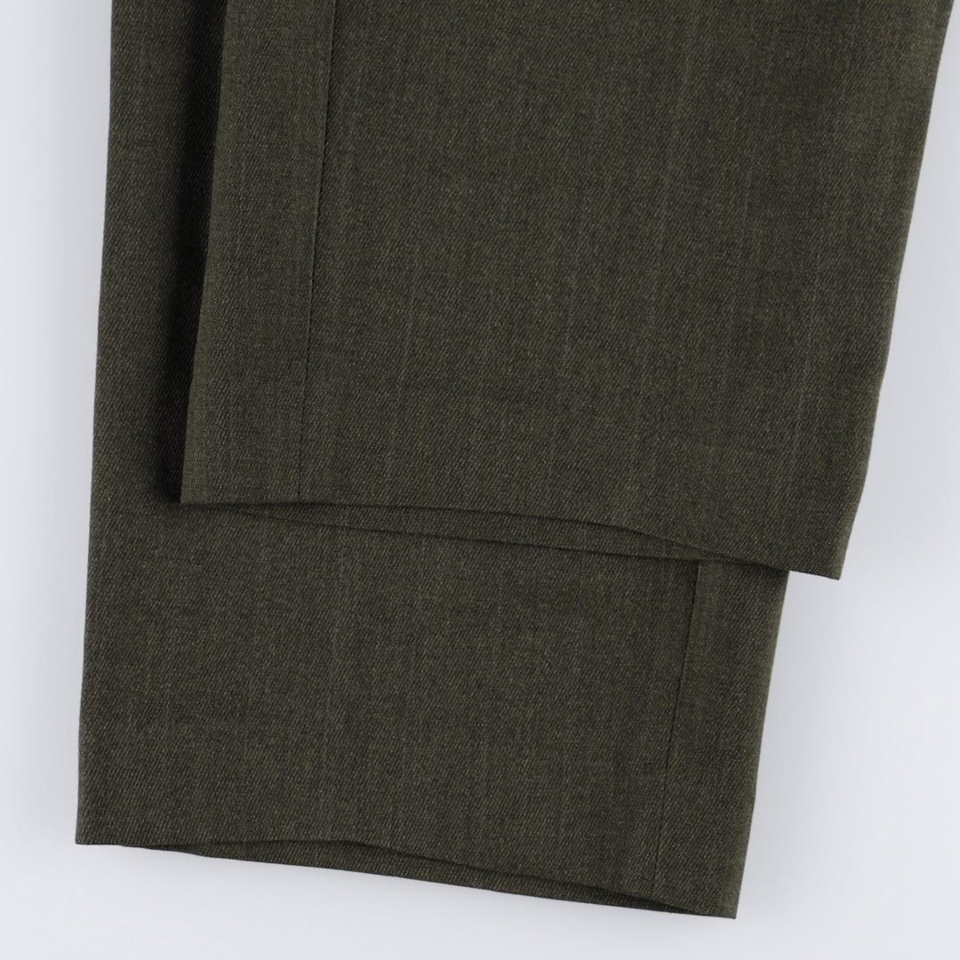 Stripe Pattern Two-pleat Slacks Pants Men's W34 Vintage unclear Khaki type Vintage Second Hand