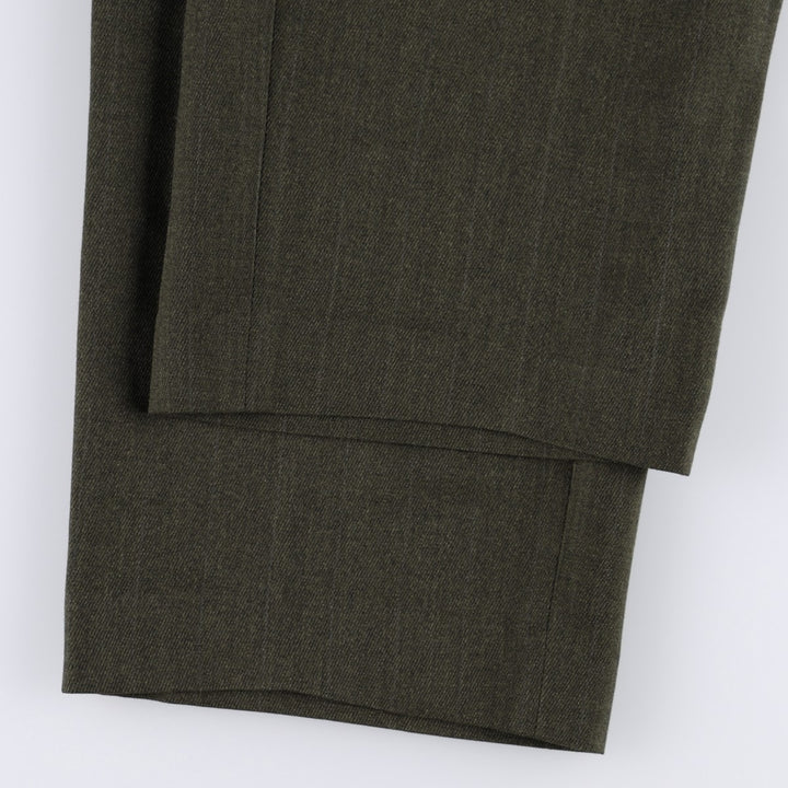 Stripe Pattern Two-pleat Slacks Pants Men's W34 Vintage unclear Khaki type Vintage Second Hand