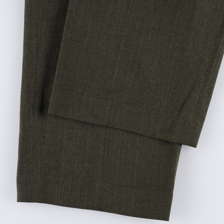 Stripe Pattern Two-pleat Slacks Pants Men's W34 Vintage unclear Khaki type Vintage Second Hand