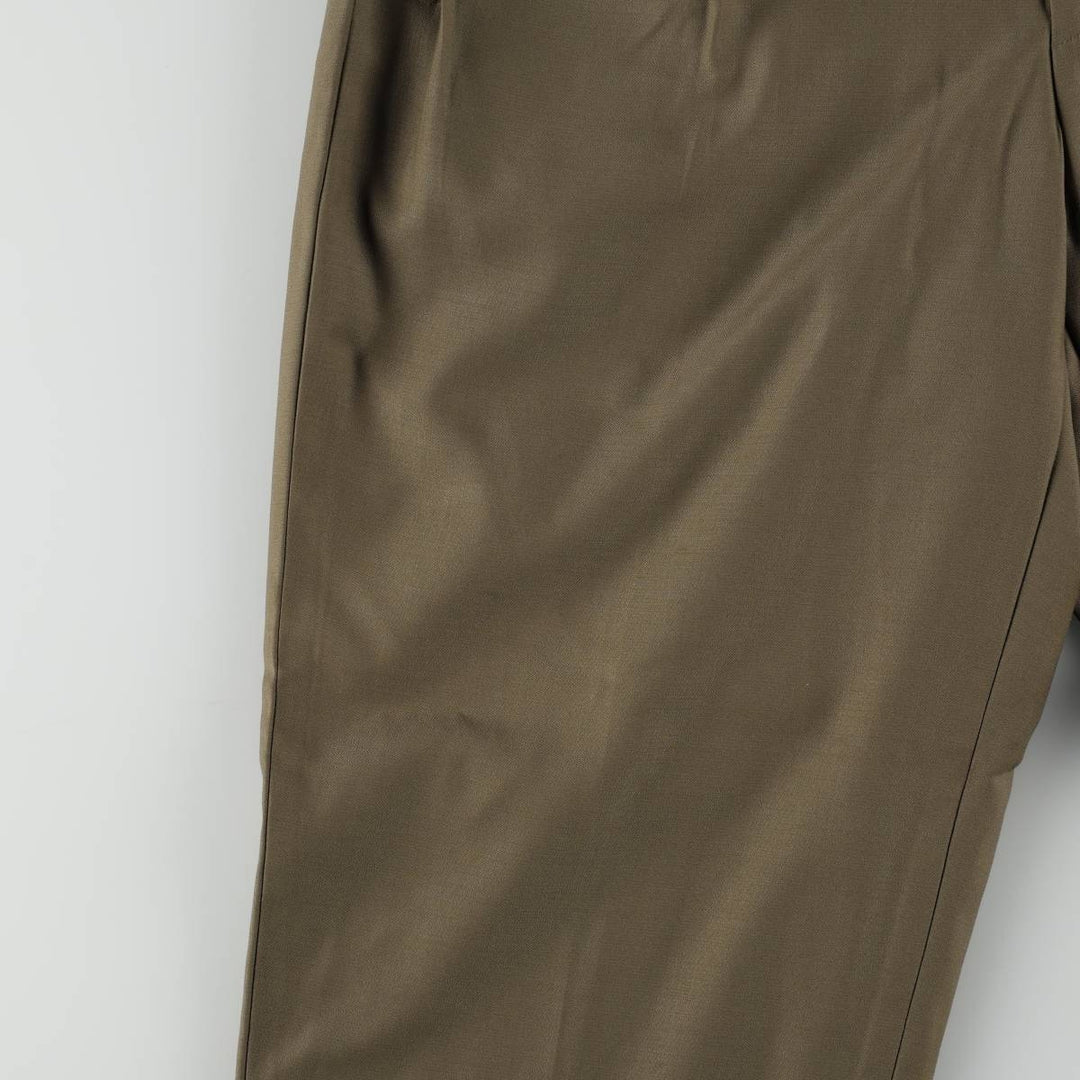 Lanificio O. Gallo & Figli Super 120's Three-Pleat Wool Trousers, Italian Made, Men's Size W34 (approx.), Vintage wool Khaki type brown Vintage Second Hand