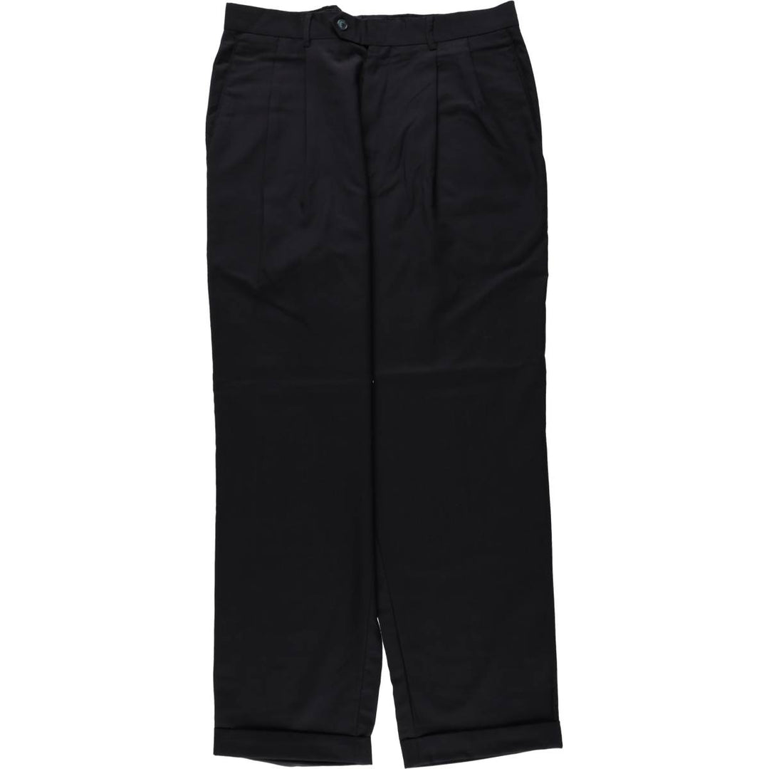 ~90'S Charter Club Club Room Two-Pleat Wool Trousers, Men's W34 (approx.) Vintage wool navy blue type Vintage Second Hand