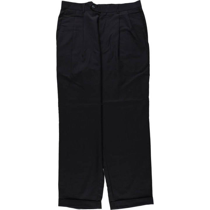 ~90'S Charter Club Club Room Two-Pleat Wool Trousers, Men's W34 (approx.) Vintage wool navy blue type Vintage Second Hand