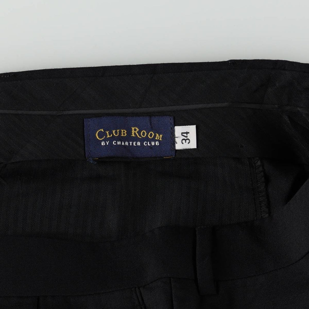 ~90'S Charter Club Club Room Two-Pleat Wool Trousers, Men's W34 (approx.) Vintage wool navy blue type Vintage Second Hand
