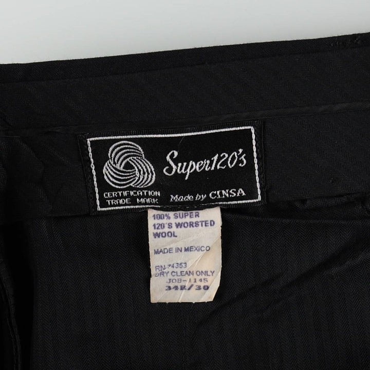 ~90'S Charter Club Club Room Two-Pleat Wool Trousers, Men's W34 (approx.) Vintage wool navy blue type Vintage Second Hand