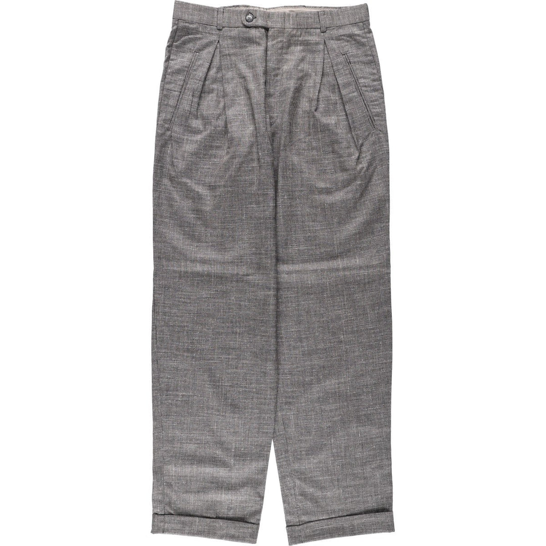 ~1990'S The Kensington Collection Check Pattern Houndstooth Pattern One-Pleat Slacks Pants Men's W31 (approx.) Vintage unclear gray type Vintage Second Hand
