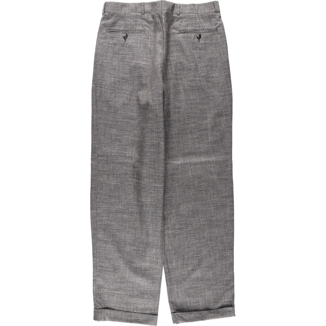 ~1990'S The Kensington Collection Check Pattern Houndstooth Pattern One-Pleat Slacks Pants Men's W31 (approx.) Vintage unclear gray type Vintage Second Hand