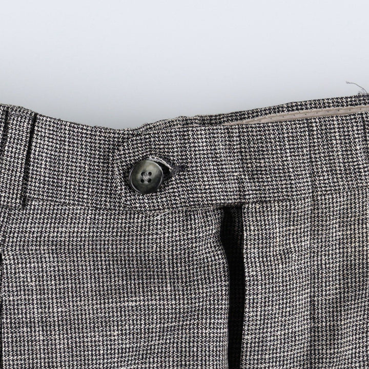 ~1990'S The Kensington Collection Check Pattern Houndstooth Pattern One-Pleat Slacks Pants Men's W31 (approx.) Vintage unclear gray type Vintage Second Hand