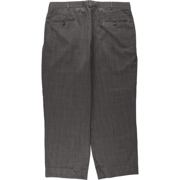 ~90'S Tailor's Bench Check Pattern Two-Pleat Slacks Pants Men's W38 (approx.) Vintage unclear Charcoal Vintage Second Hand