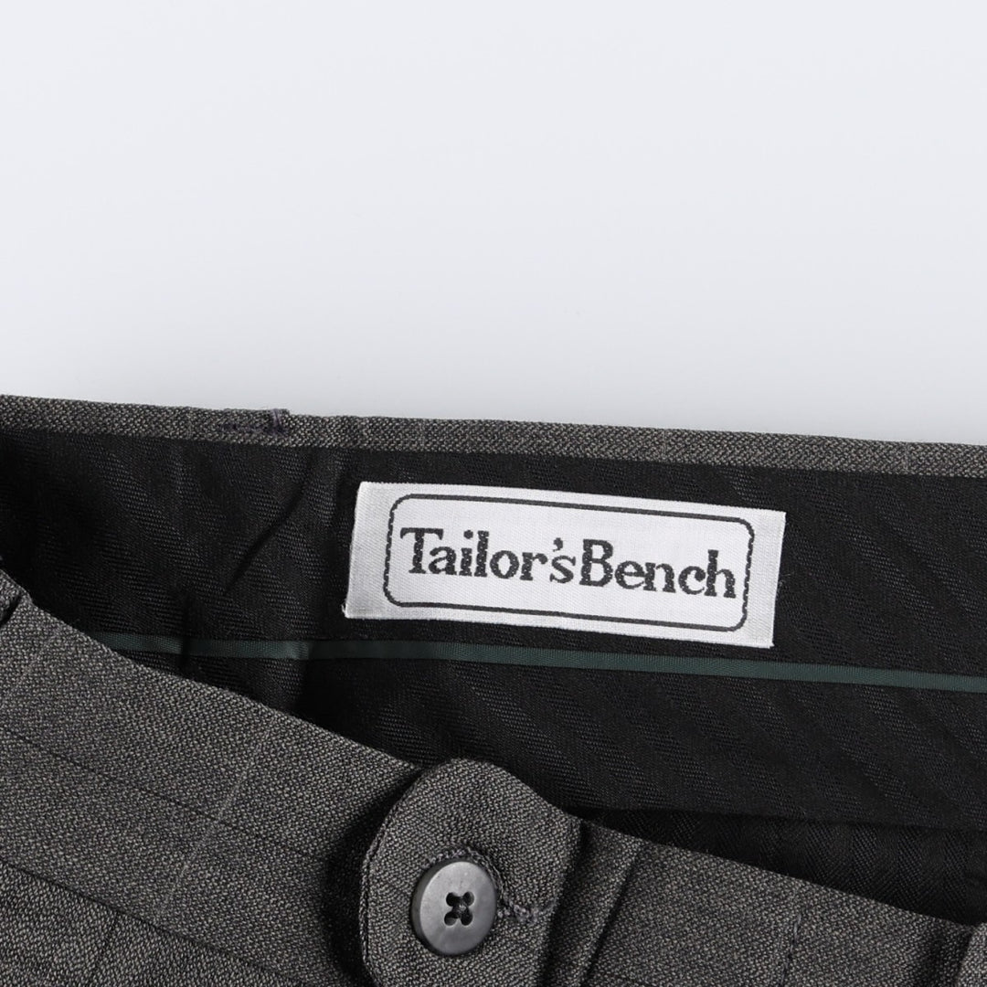 ~90'S Tailor's Bench Check Pattern Two-Pleat Slacks Pants Men's W38 (approx.) Vintage unclear Charcoal Vintage Second Hand