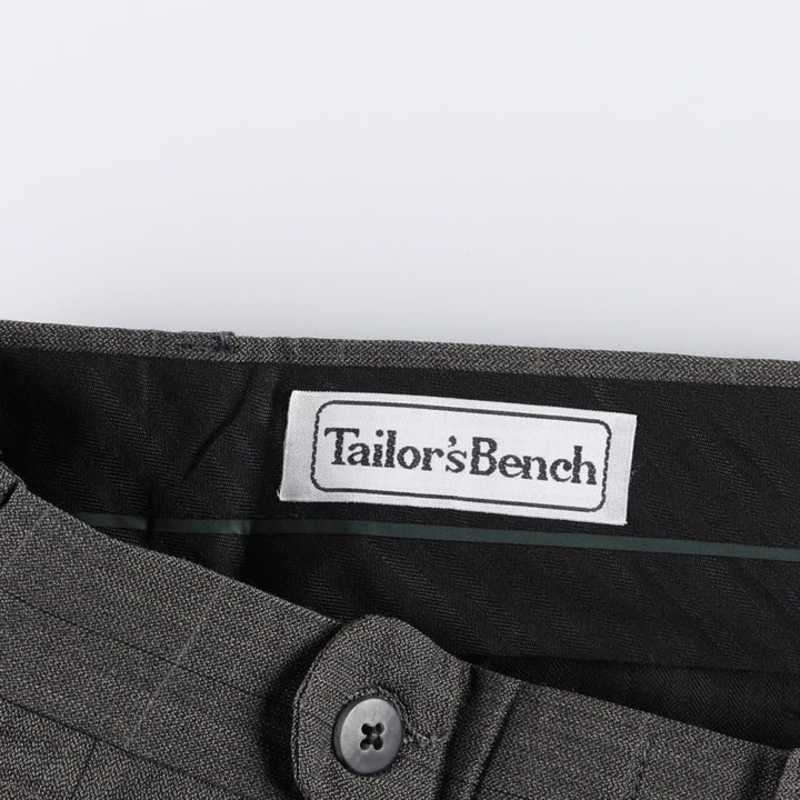 ~90'S Tailor's Bench Check Pattern Two-Pleat Slacks Pants Men's W38 (approx.) Vintage unclear Charcoal Vintage Second Hand