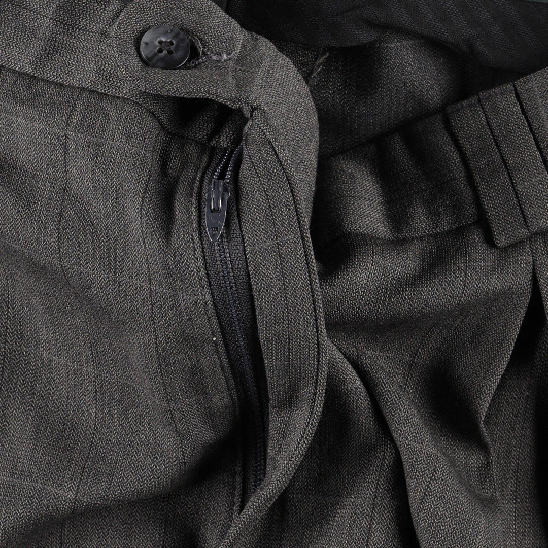 ~90'S Tailor's Bench Check Pattern Two-Pleat Slacks Pants Men's W38 (approx.) Vintage unclear Charcoal Vintage Second Hand
