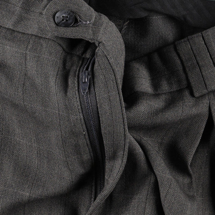 ~90'S Tailor's Bench Check Pattern Two-Pleat Slacks Pants Men's W38 (approx.) Vintage unclear Charcoal Vintage Second Hand