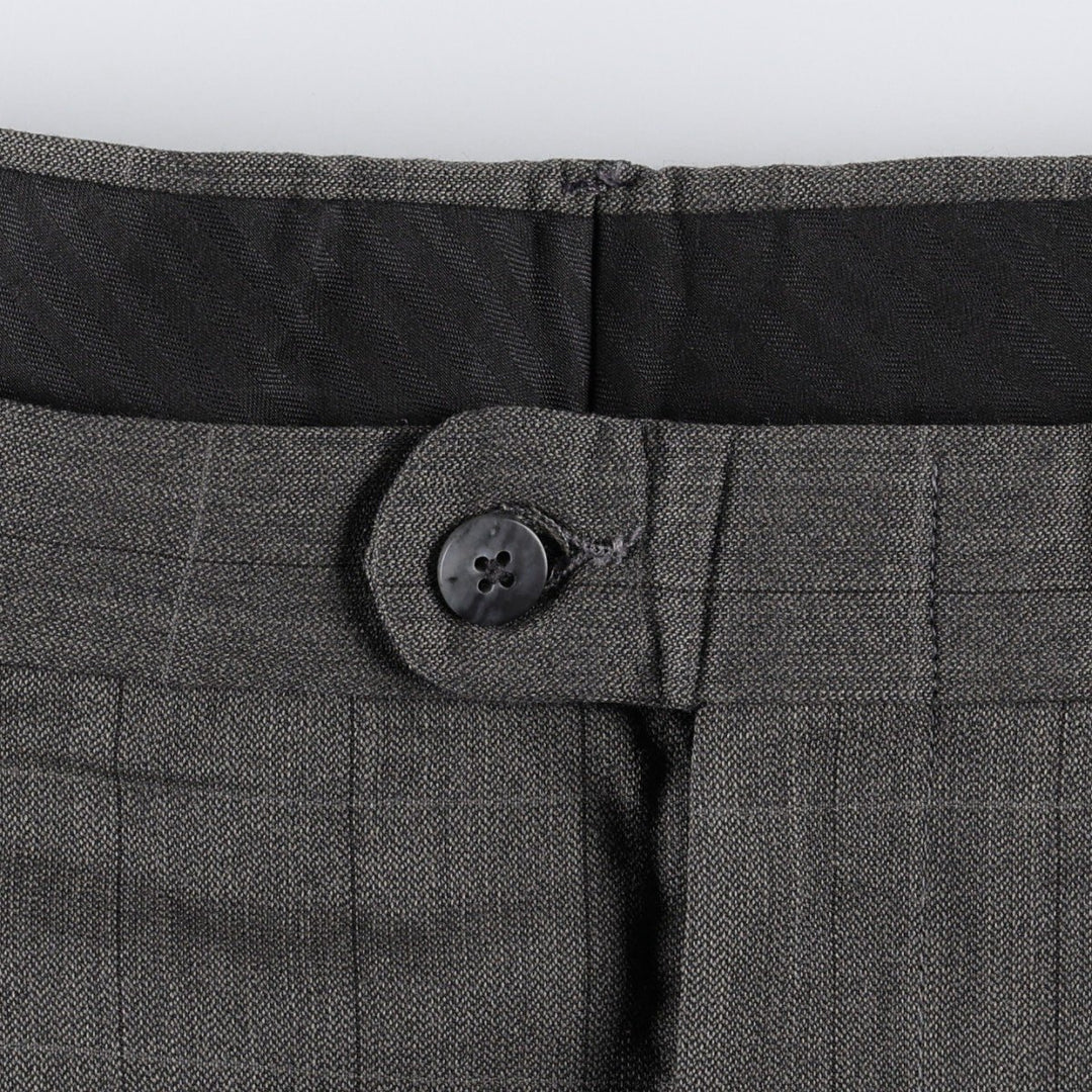 ~90'S Tailor's Bench Check Pattern Two-Pleat Slacks Pants Men's W38 (approx.) Vintage unclear Charcoal Vintage Second Hand